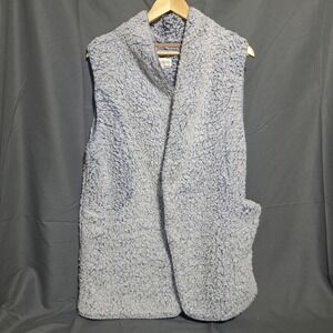 Koolaburra x Ugg Sz SMALL‎ Faux Fur Sleeveless Vest Cardigan Fuzzy Blue White